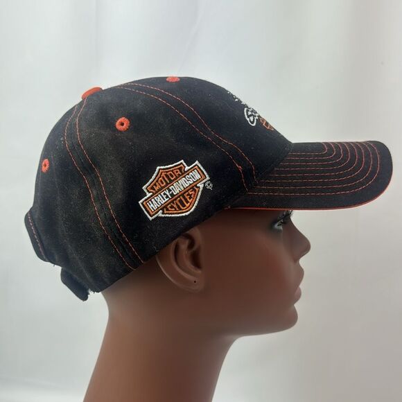 Harley Davidson Motocycles Screamin Eagle Flame Hat Black Orange Cap . - Picture 2 of 9